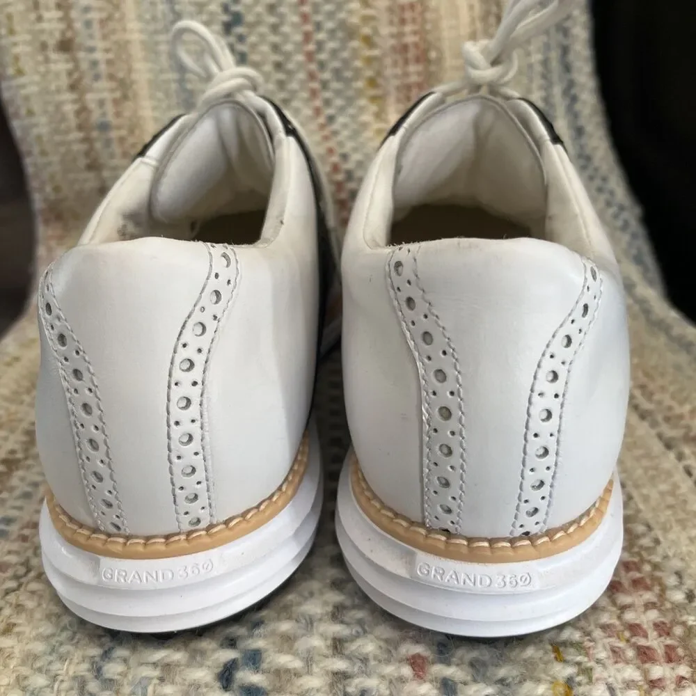 Cole Haan Men's ZeroGrand OG Saddle Golf Shoes White/Black C37176, 8 M